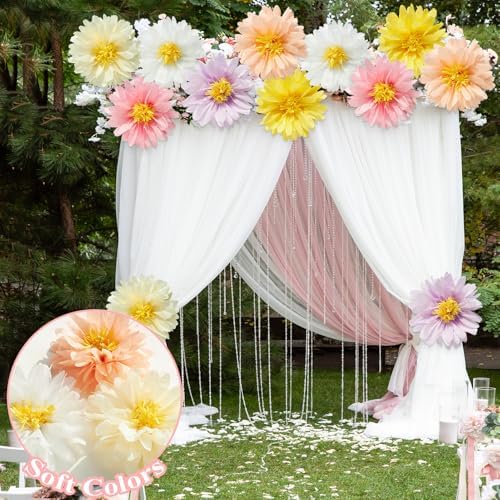 12 Pcs Daisy Tissue Paper Pom Poms Decorations