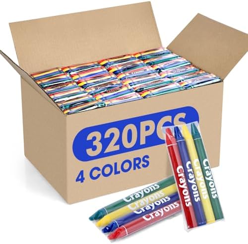 FUMILE 80 Packs 4 Colors Crayons 320 Count