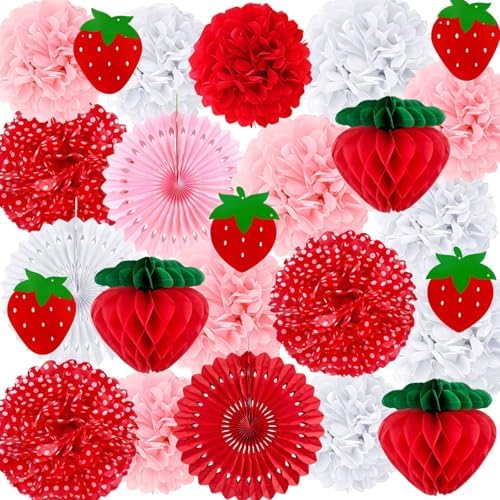 21PCS Strawberry Party Decorations Set