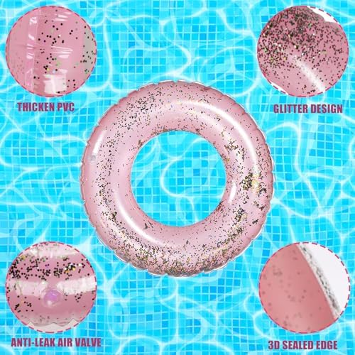 Whaline 4Pcs Glitter Rose Gold Swim Rings