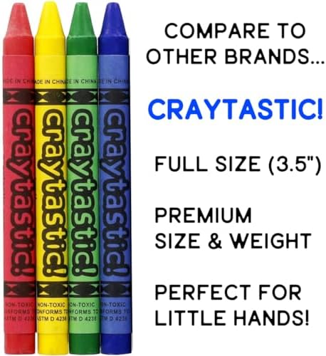 Craytastic 52 Sets 4-Packs Crayons in Cellophane - 208 Count Bulk Crayon Box