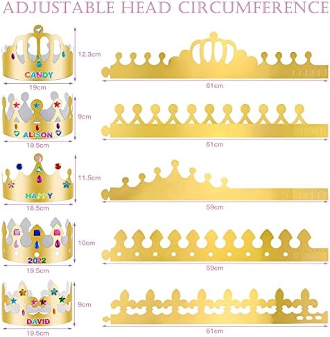 ZYNERY 47 PCS Golden Party Hats with Gem Stickers and Rhinestone Numbers