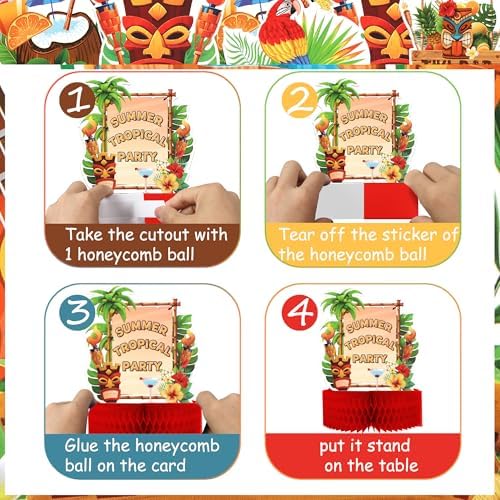 9PCS Tropical Party Honeycomb Table Centerpieces for Hawaiian Luau Events
