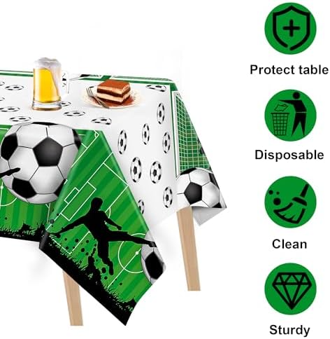 Kochorie 2 Piece Soccer Themed Tablecloth