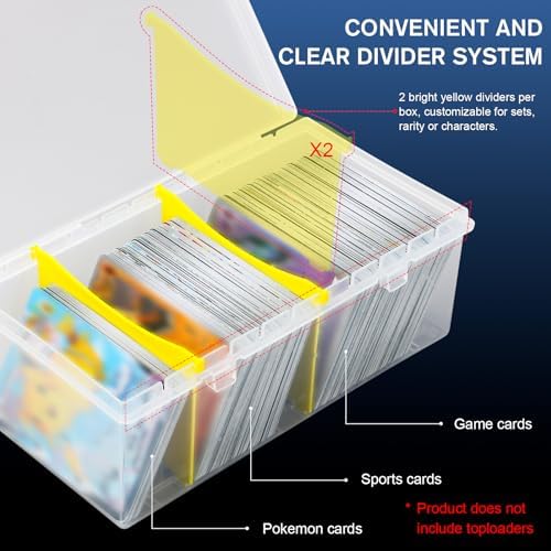 UNAOIWN 4 Pack Card Storage Boxes with Dividers