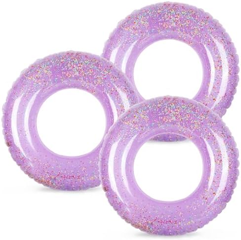Whaline 3Pcs Purple Glitter Inflatable Swim Rings