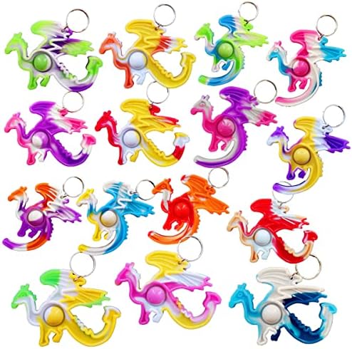 12 Packs Funny Dragons Mini Pop Keychain Fidget Toys for Kids