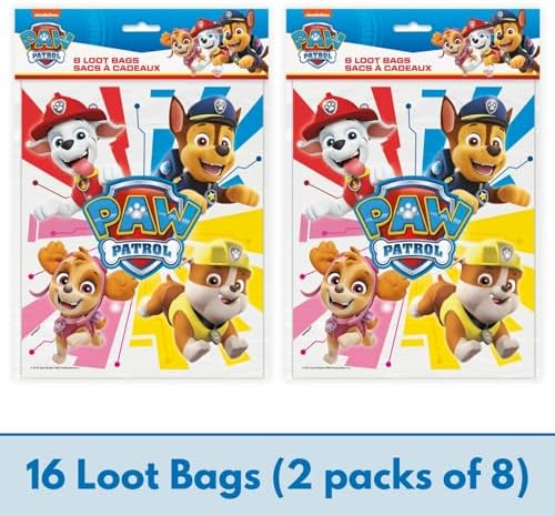 Unique Paw Patrol Party Favors - 16 Goodie Bags and 16 Blowouts
