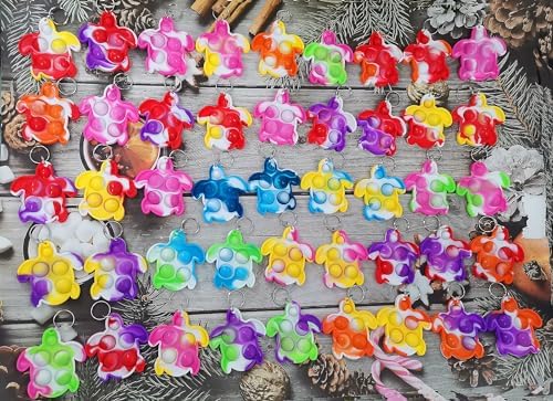 100 Pack Bulk Turtles Animal Pop Keychain Fidget Toy