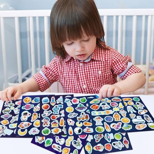 24 Sheets Space Themed Sticker Set - 8 Planets Astronauts Rockets
