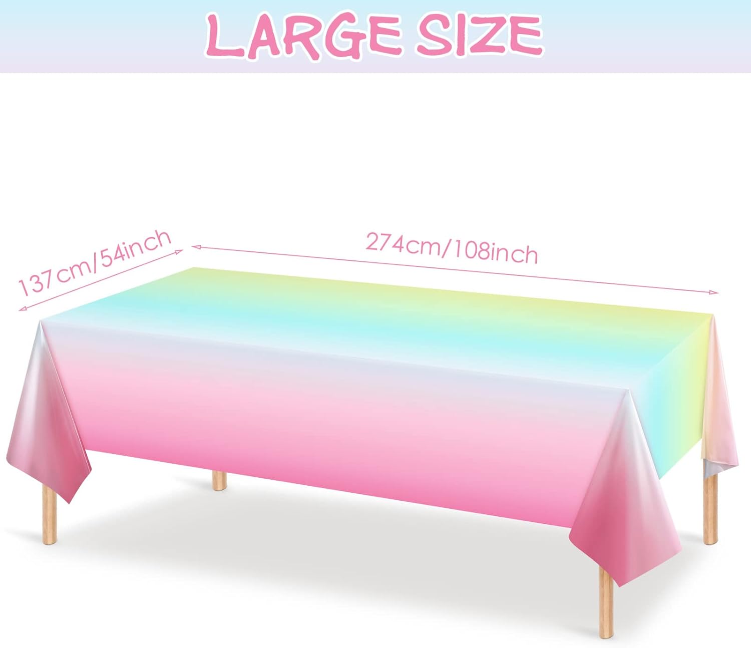 Riakrum Rainbow Plastic Tablecloths 3 Pack