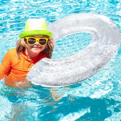 Whaline 4Pcs Clear Glitter Swim Rings