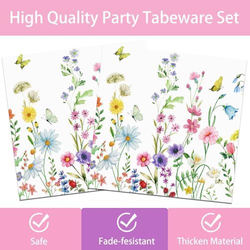 40 Pcs Wildflower Plates and Napkins Party Kit