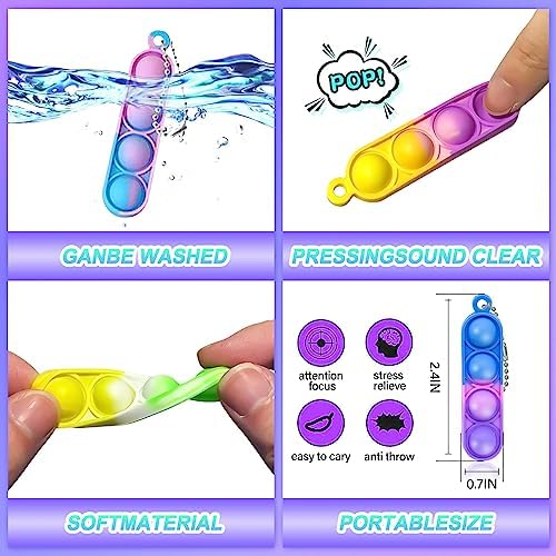 260 PCS Mini Pop Fidget Keychain Set for Kids and Adults