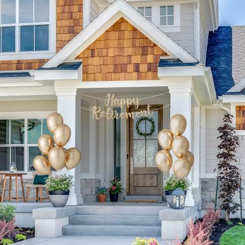 Pre-Strung Gold Glitter Happy Retirement Banner