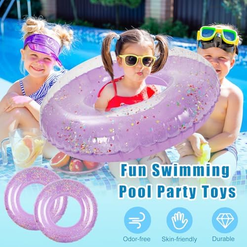 Whaline 3Pcs Purple Glitter Inflatable Swim Rings