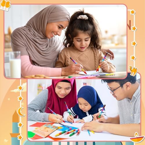 Zhanmai 48 Pcs Ramadan Activity Book Set with Stacking Crayons