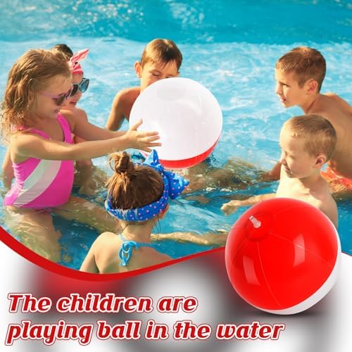 8PCS Cartoon Beach Ball Set-12 Inch Red White