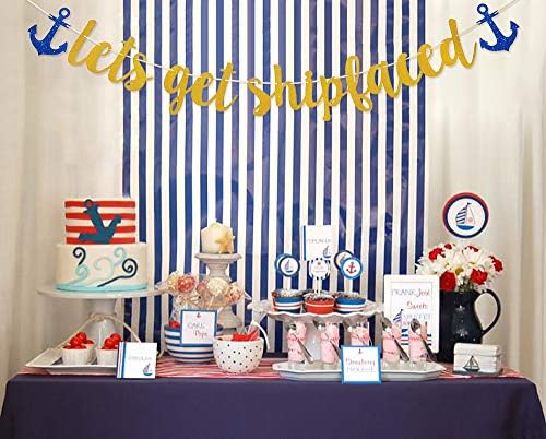 Wulagogo Gold Glitter Nautical Banner