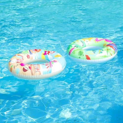 Parentswell 6PCS Big Pool Floats Tubes with Swim Rings and Beach Balls