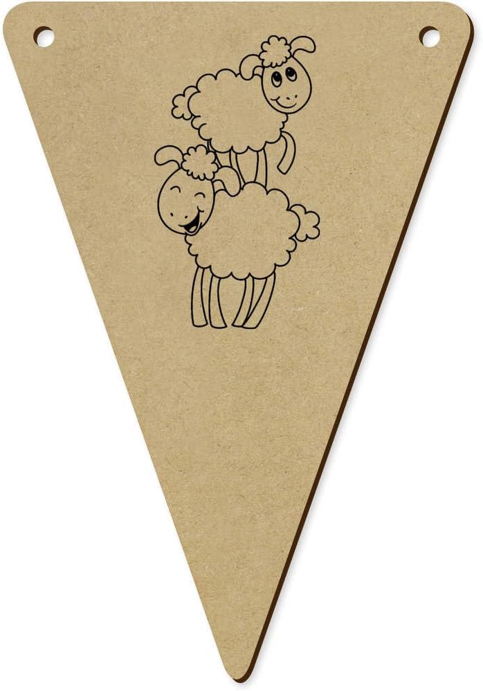 5 Piece Cute Sheep Wooden Bunting Flags