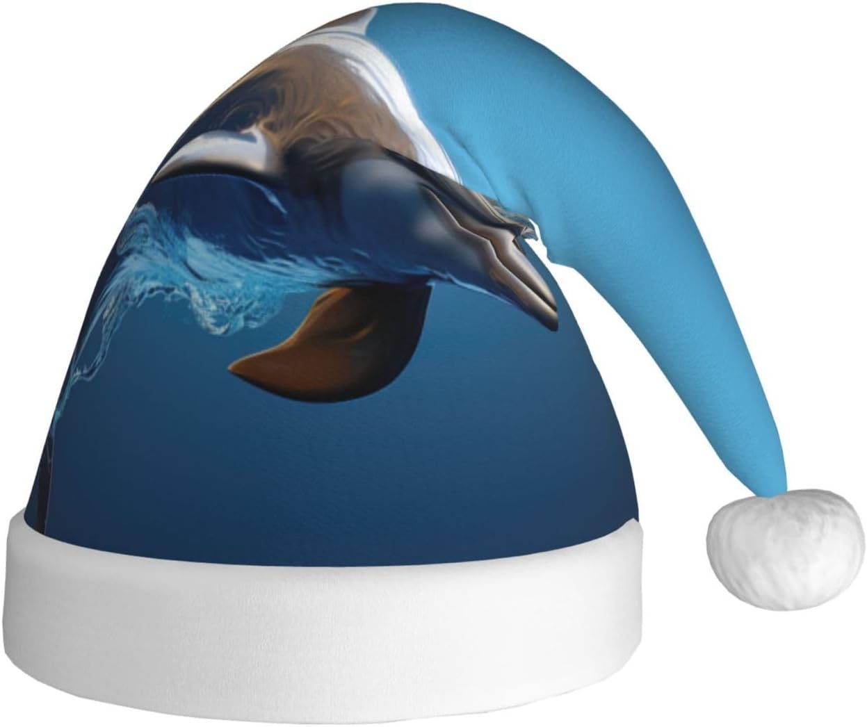 Unique 3D Dolphin Print Santa Hat Plush