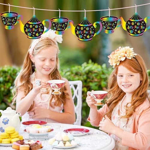 CY2SIDE Tea Party Scratch Art Cards 60PCS DIY Craft Kit