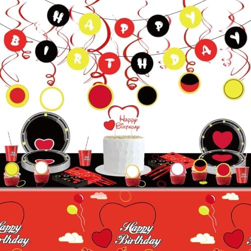 Cute Birthday Tableware Set with Banners and Decor