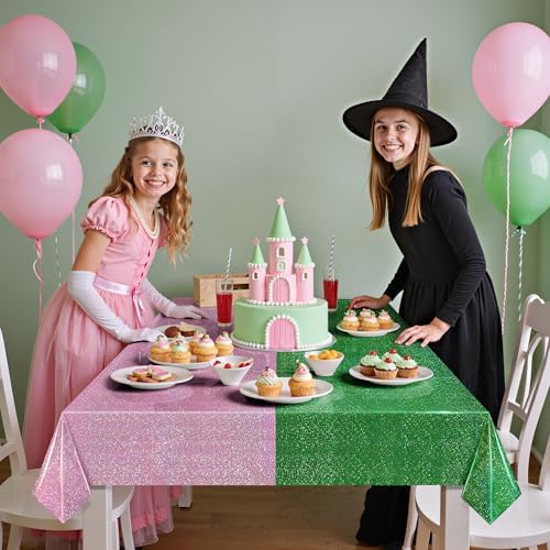 2 Pack Green Pale Pink Holographic Tablecloth 40x108