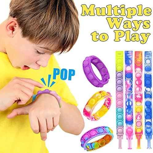 100Pcs Pop Bracelet Fidget Toys Pack for Kids and Adults