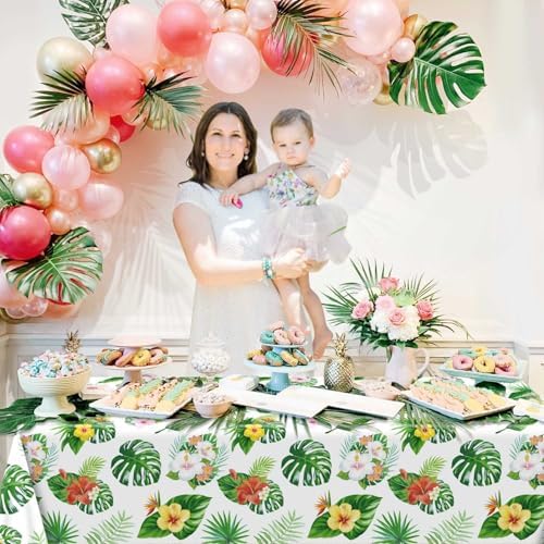 4 Pack Hawaiian Luau Tablecloths for Party Decorations