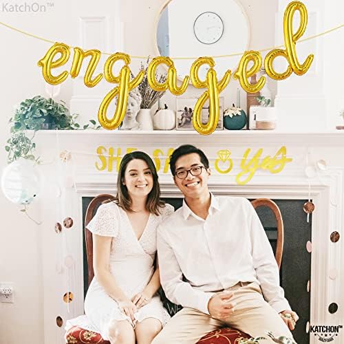 KatchOn Cute Gold Engagement Balloons Letters 10 Feet