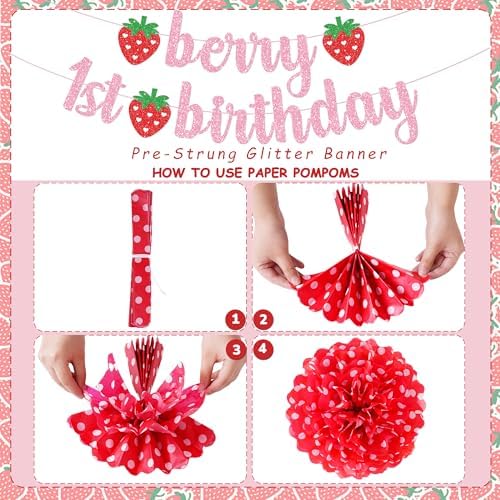 Berry First Birthday Decor 14 Pcs Set for Girls