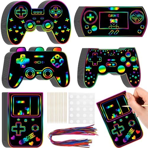 60 pcs Video Game Scratch Cards DIY Party Decor