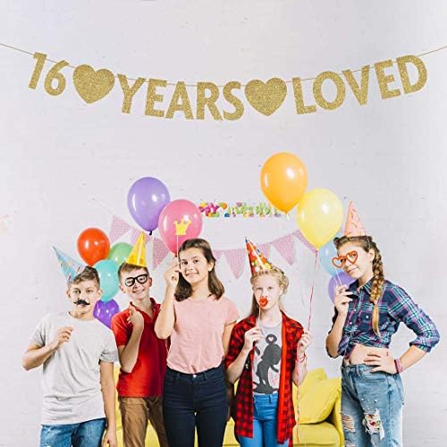 Gold Glitter 16th Birthday Banner Decorations