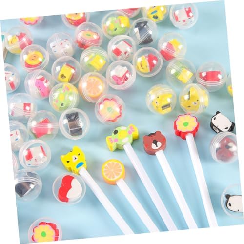 20 Pcs Refillable Capsules with Cute Pencil Topper Erasers