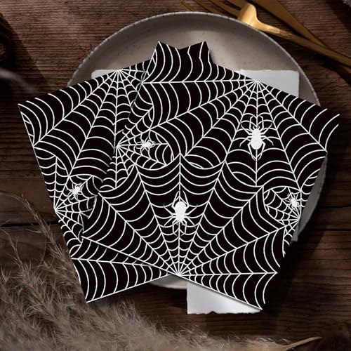 50 Pack Halloween Black Spider Napkins