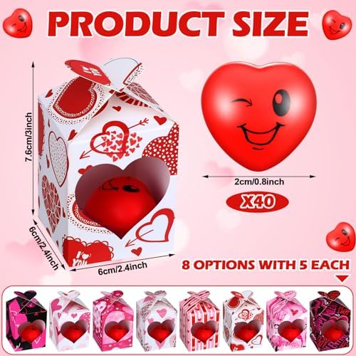 40 Piece Valentine Heart Stress Balls with Gift Box