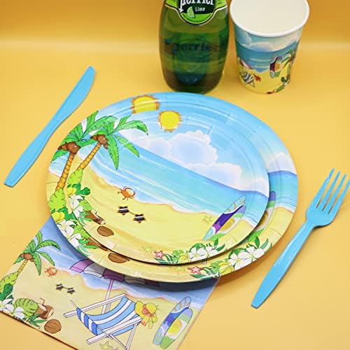 Beach Themed Party Plates and Napkins Set for 25 Guests