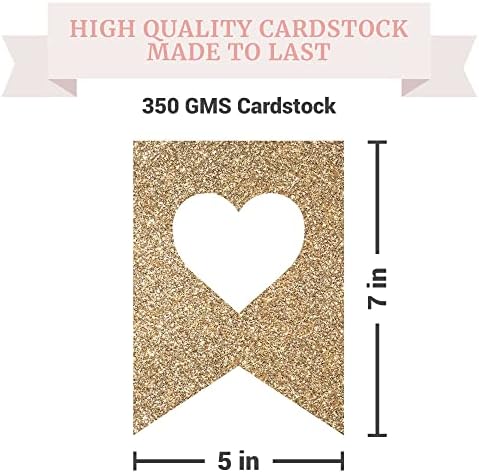 Pre-Strung Gold Glitter Just Married Banner