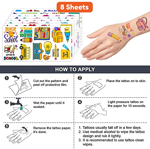 Welcome Back To School Temporary Tattoos 96 PCS Stickers