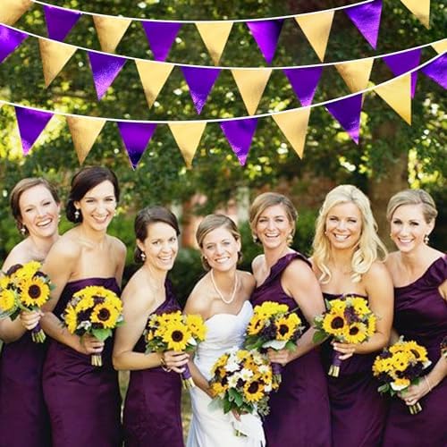 Pinkblume Purple Gold Party Decorations Flag Bunting Garland