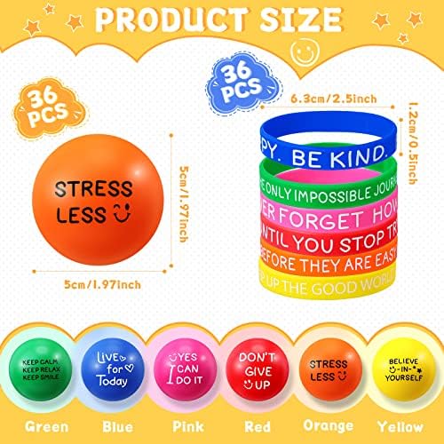 HyDren 72 Pcs Stress Relief Balls and Silicone Bracelets Set