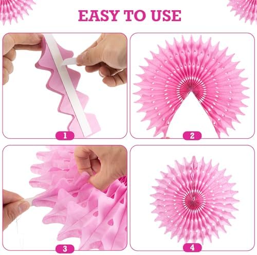 PAPER JAZZ Hot Pink Paper Flowers Decorations Pack of 11