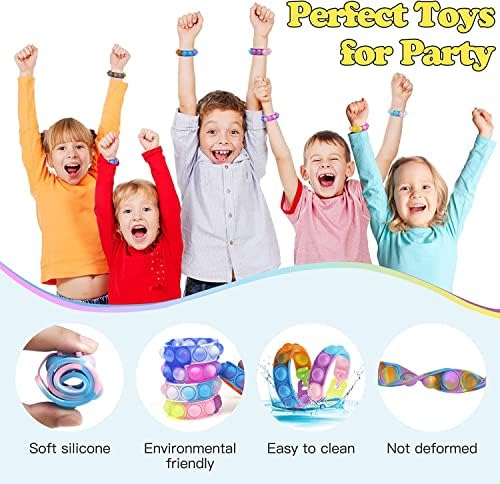 100Pcs Pop Bracelet Fidget Toys Pack for Kids and Adults