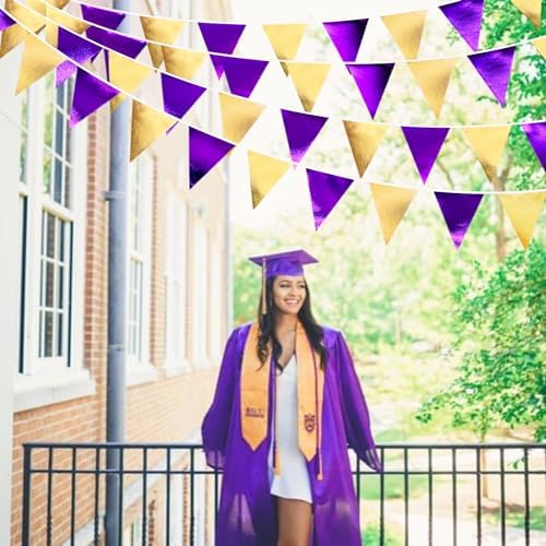 Pinkblume Purple Gold Party Decorations Flag Bunting Garland