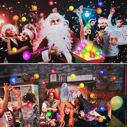 200PCS Light Up Bouncy Ball with LED Flashing Squeaky Design