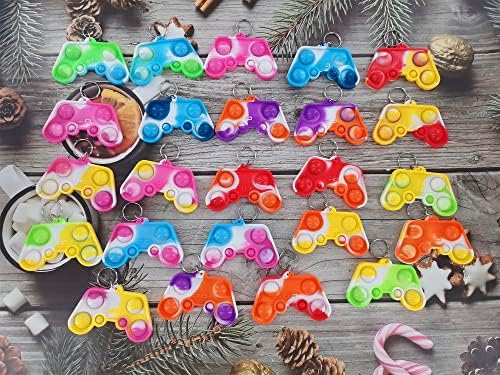24 Pack Mini Pop Fidget Keychain Game Controllers