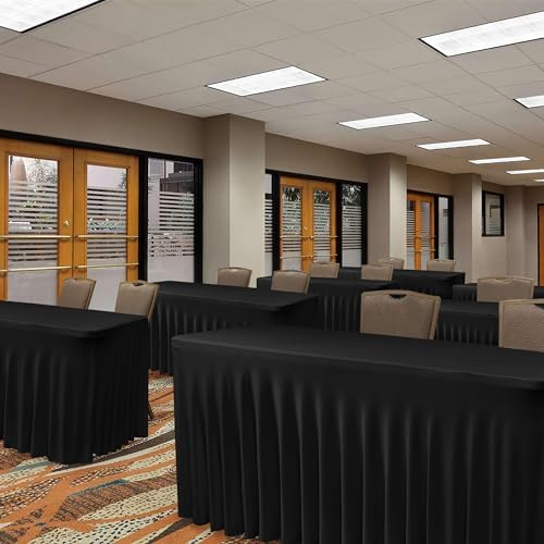Nasitos Black Table Skirt 2 Pack for 6 Foot Rectangular Tables