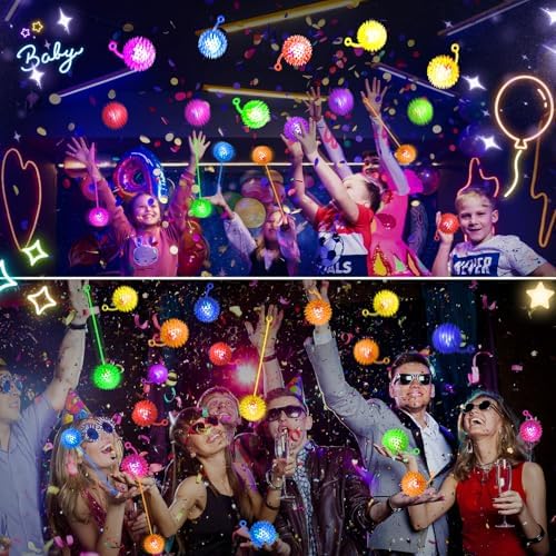 200PCS Light Up Bouncy Ball with LED Flashing Squeaky Design